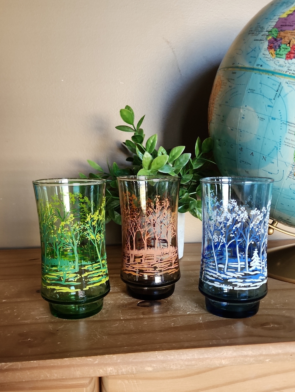 Vintage Libbey St. Clair "Seasonal Landscape" Juice Glasses – Set of 3